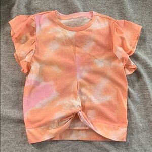 Jessica Simpson Orange and Pink Ruffle Sleeve Top - L 10/12